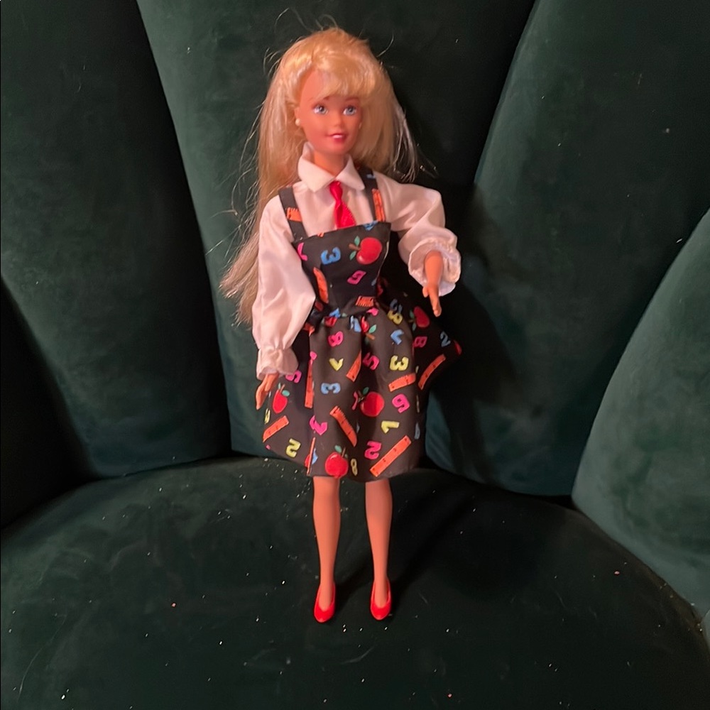 Teacher Barbie Doll in Colorful Dress with Red Shoes